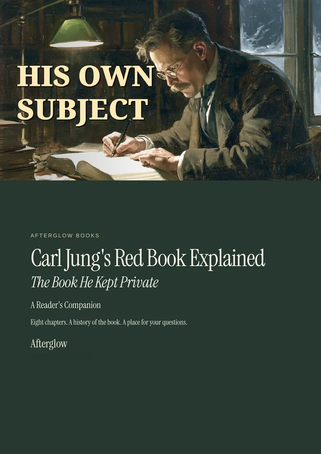 Cover of the companion booklet: a man writing by lamplight in a study, the words His Own Subject over the image, above a dark green title panel.